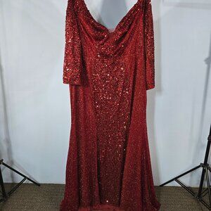 UNITHORSE Formal Long Sleeve Gown Evening Dress Sequins Size 22 (HG)